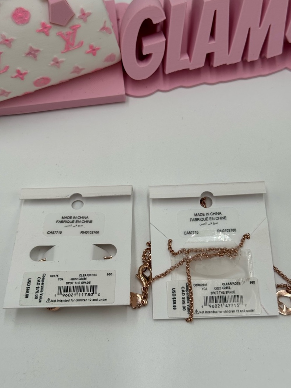 Kate Spade Spot The Spade Necklace & Earrings Set - Rose Gold - Picture 4 of 5